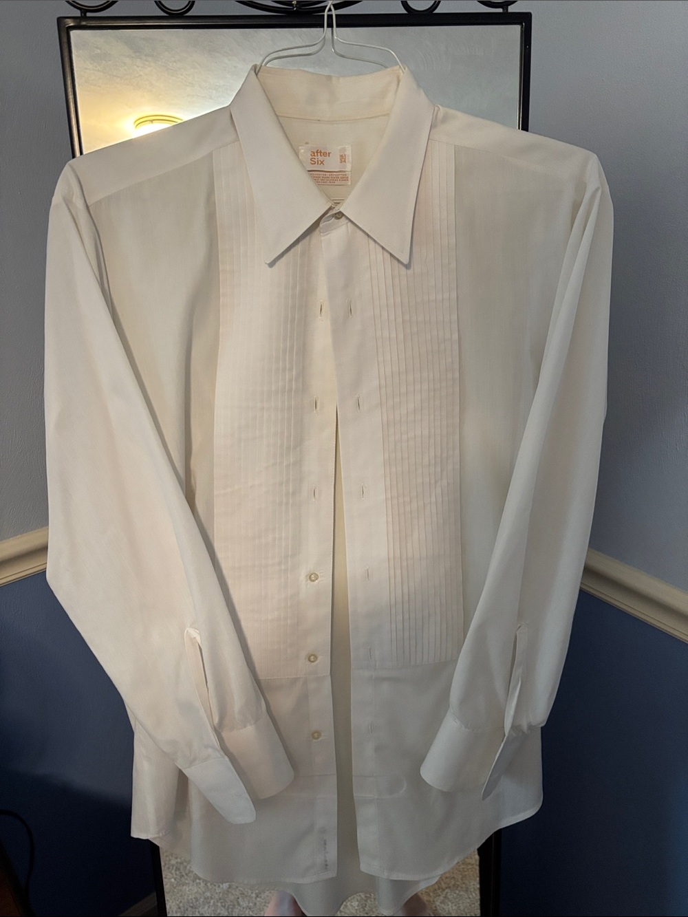 After Six Ivory Pleated-Front Tux Shirt